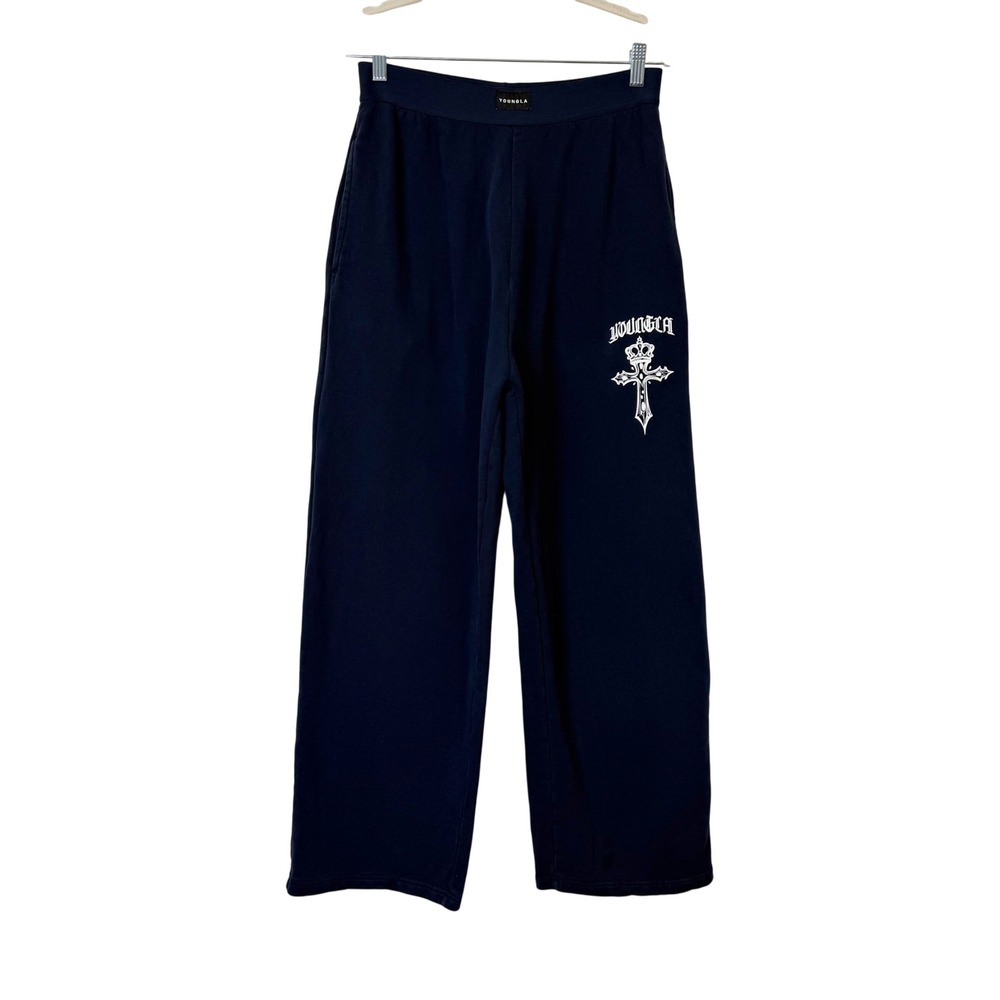 YoungLA 2009 Faith Sweats Sweatpants Men's Size Large Navy Cross
